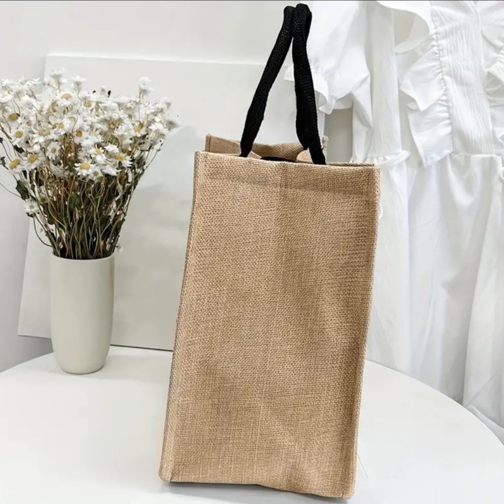 Nurse Graphic Natural Jute Tote Bag with Zip Pouch - Picture 5 of 9